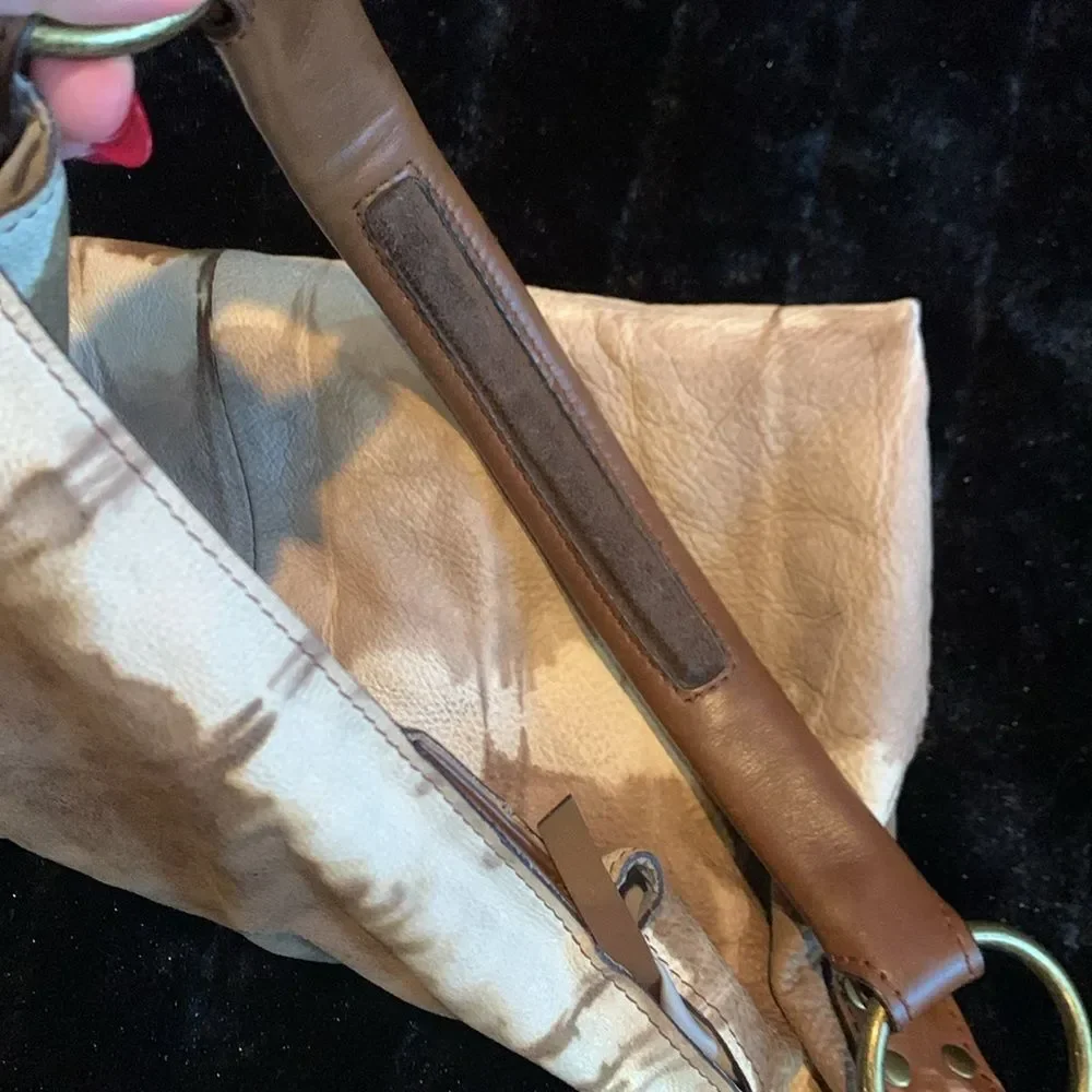 Country Western Rodeo Hobo Tie Dyed Leather Shoulder Bag Purse